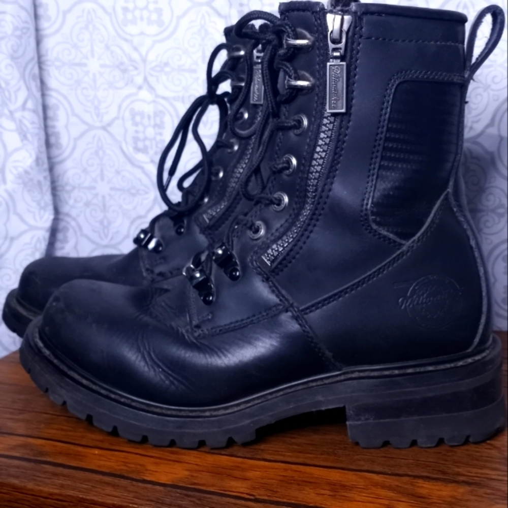 MILWAUKEE "Accelerator" Leather Biker Boots Size 8.5